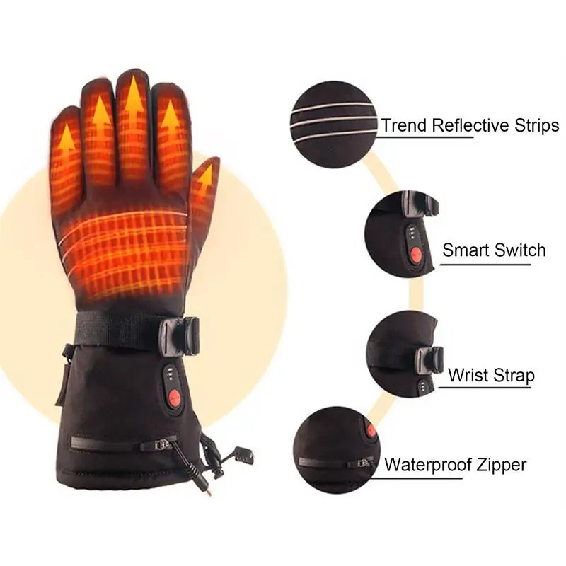 Ръкавици с топъл | Ръкавици с топъл за мъже и жени|, Ски Ръкавици с електрическо подгряване на Акумулаторни батерии за Лов, Мотоциклет, Сняг 4